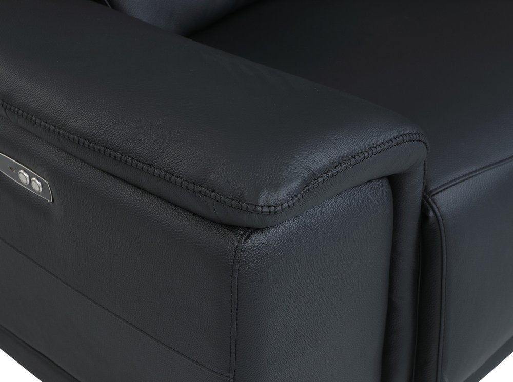 Black Italian Leather Power Reclining U Shaped Eight Piece Corner Sectional With Console HomeRoots