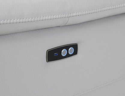 Light Gray Italian Leather Power Reclining U Shaped Eight Piece Corner Sectional With Console HomeRoots