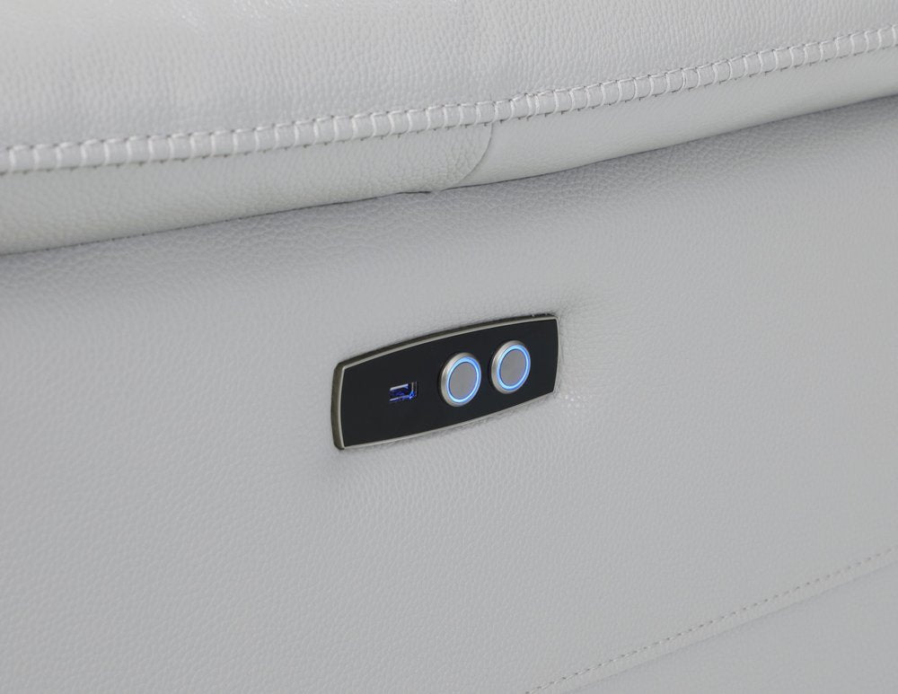 Light Gray Italian Leather Power Reclining U Shaped Eight Piece Corner Sectional With Console HomeRoots