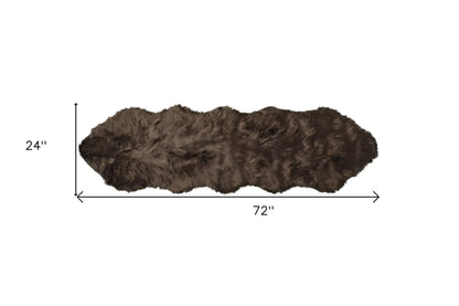 2' X 6' Chocolate Faux Fur Washable Non Skid Area Rug - 62.99" (L) x 92.52" (W) x 0.23" (H) FurniFindUSA