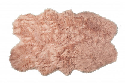 4' X 6' Dusty Rose Faux Fur Washable Non Skid Area Rug - 48.0" (H) x 72.0" (W) x 2.0" (D)