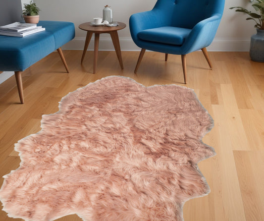 4' X 6' Dusty Rose Faux Fur Washable Non Skid Area Rug - 48.0" (H) x 72.0" (W) x 2.0" (D)