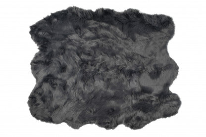 5' X 6' Grey Faux Fur Washable Non Skid Area Rug - 60.0" (H) x 72.0" (W) x 2.0" (D)