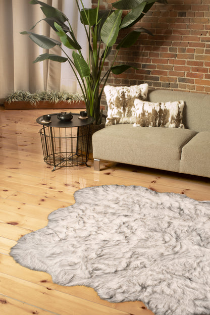 5' X 6' Grey Ombre Faux Sheepskin Non Skid Area Rug - 60.0" (H) x 72.0" (W) x 2.0" (D)