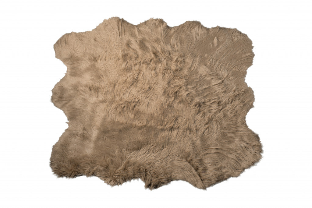 5' X 6' Tan Faux Sheepskin Non Skid Area Rug - 60.0" (H) x 72.0" (W) x 2.0" (D)