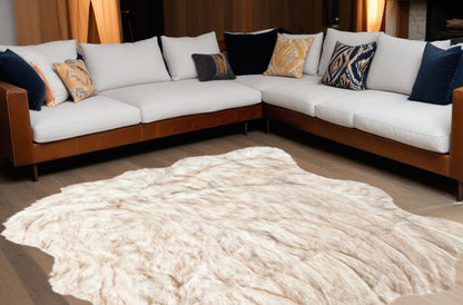 5' X 6' Ombre Tan Faux Fur Washable Non Skid Area Rug - 60.0" (H) x 72.0" (W) x 2.0" (D)