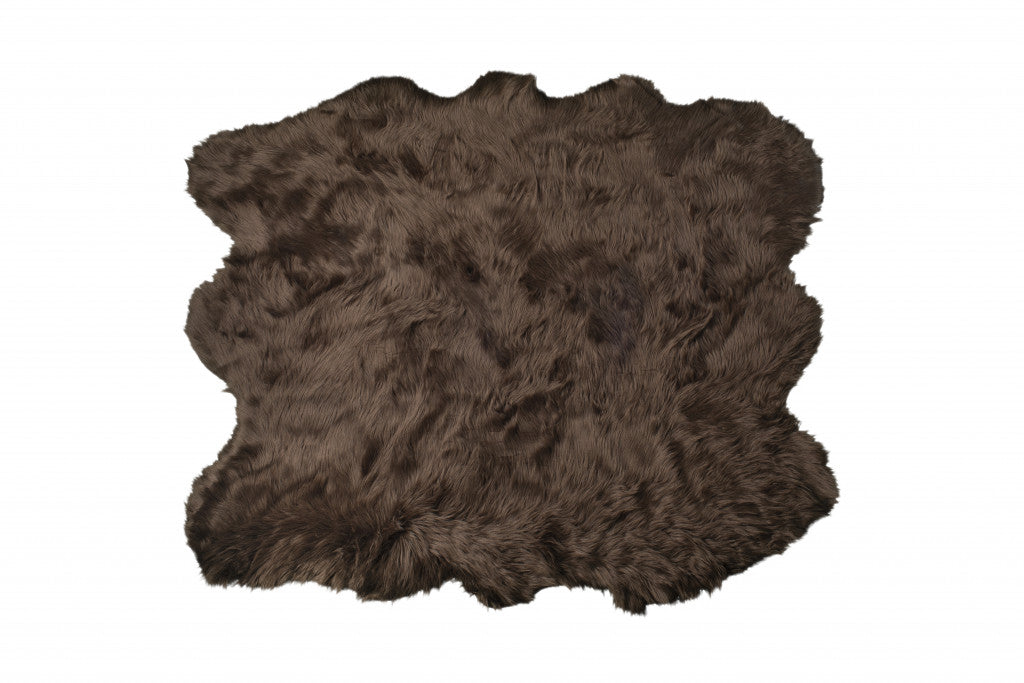 5' X 6' Chocolate Faux Sheepskin Non Skid Area Rug - 60.0" (H) x 72.0" (W) x 2.0" (D)