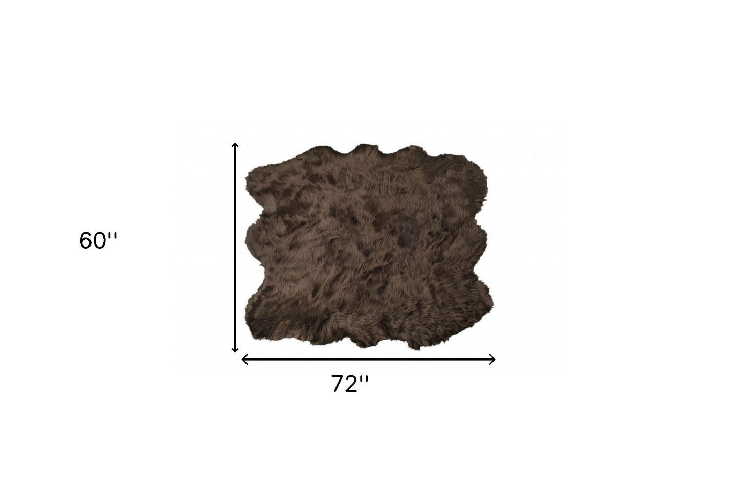 5' X 6' Chocolate Faux Sheepskin Non Skid Area Rug - 60.0" (H) x 72.0" (W) x 2.0" (D)