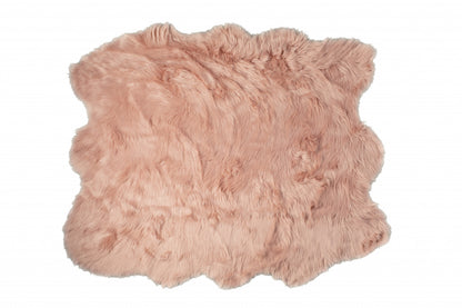 5' X 6' Rose Pink Faux Sheepskin Non Skid Area Rug - 60.0" (H) x 72.0" (W) x 2.0" (D)