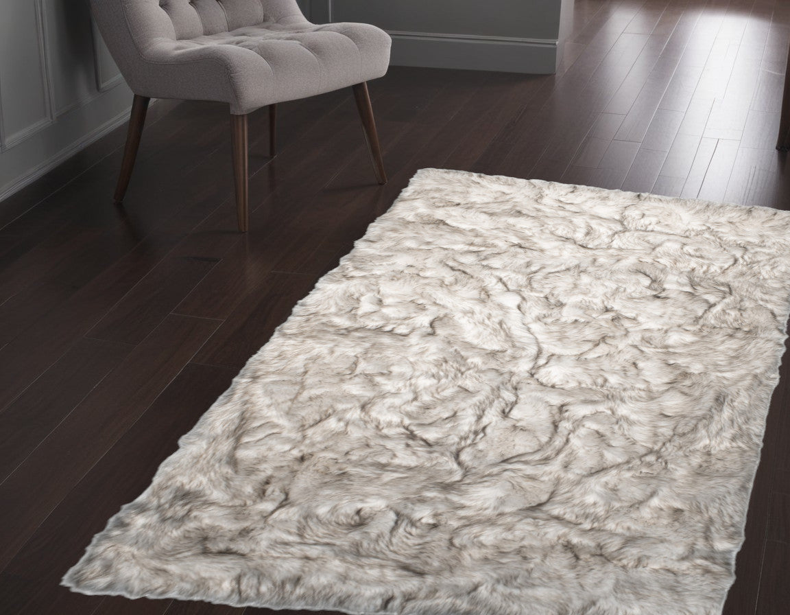 3' X 5' Chocolate Faux Fur Ombre Non Skid Area Rug - 96.0" (L) x 120.0" (W) x 0.39" (H) FurniFindUSA