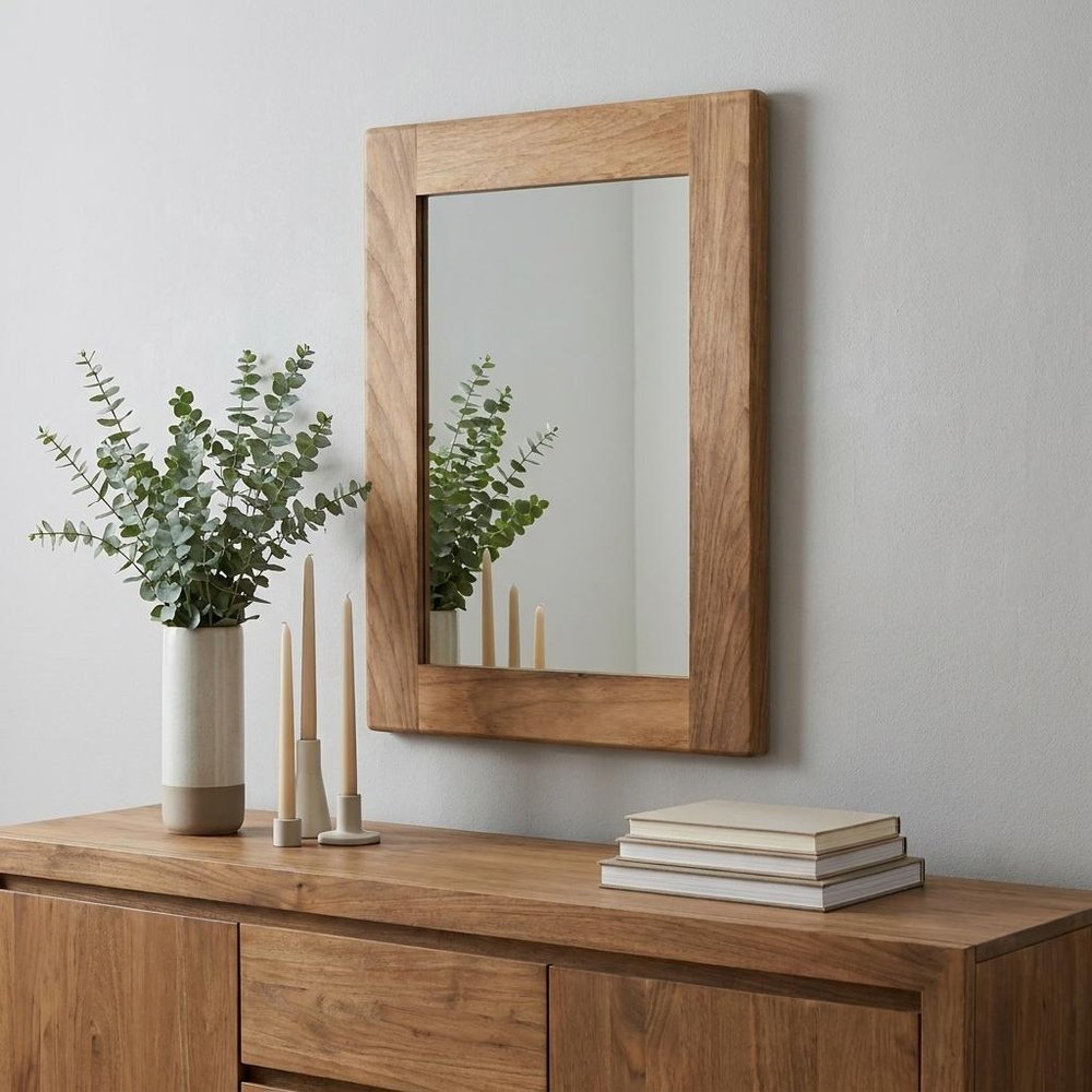 15" Brown Solid Wood Framed Accent Mirror HomeRoots