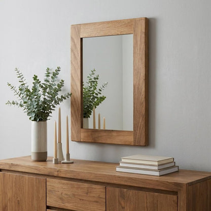 15" Brown Solid Wood Framed Accent Mirror HomeRoots