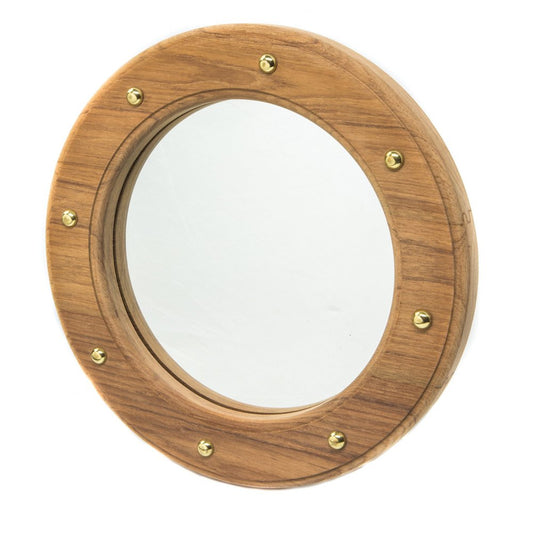 11" Brown Solid Wood Round Accent Mirror HomeRoots