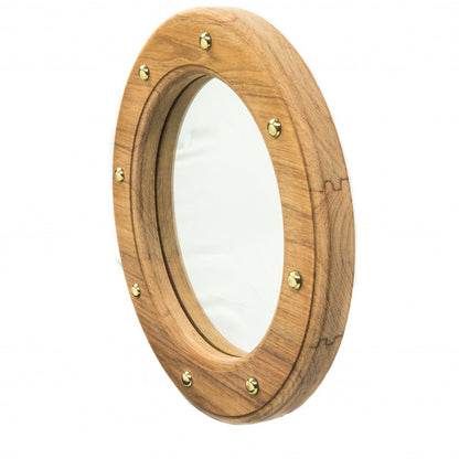 11" Brown Solid Wood Round Accent Mirror HomeRoots