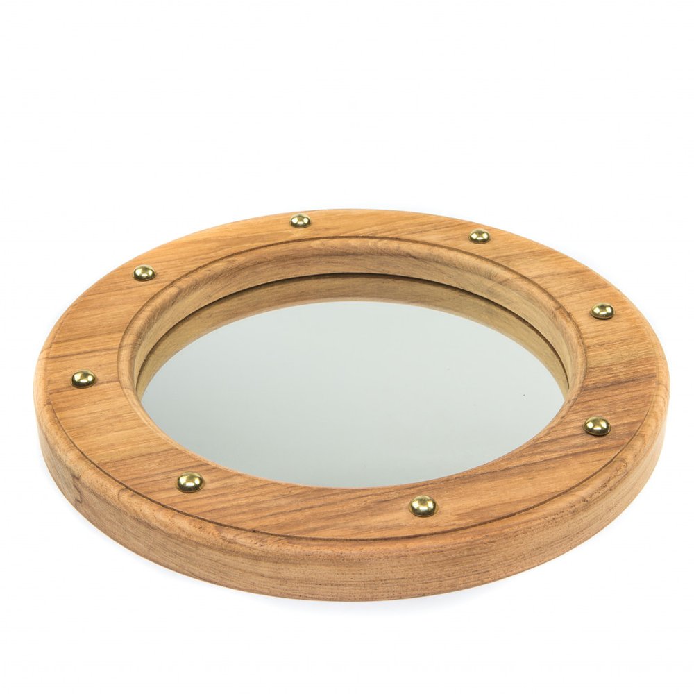 11" Brown Solid Wood Round Accent Mirror HomeRoots