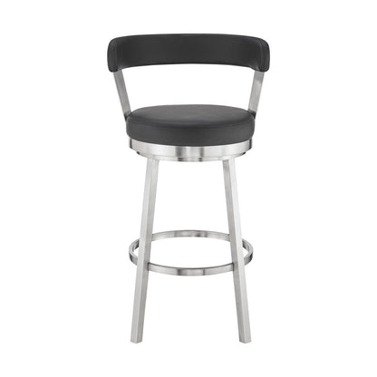 30" Black And Silver Iron Swivel Backless Bar Height Bar Chair HomeRoots