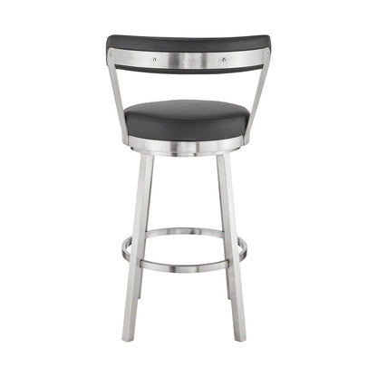 30" Black And Silver Iron Swivel Backless Bar Height Bar Chair HomeRoots