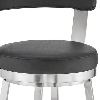 30" Black And Silver Iron Swivel Backless Bar Height Bar Chair HomeRoots