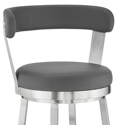 26" Gray And Silver Fabric And Iron Backless Counter Height Swivel Bar Chair HomeRoots