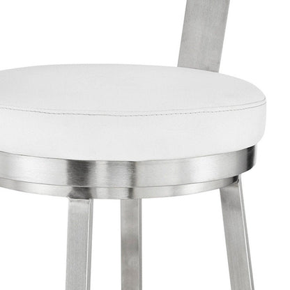 30" White And Silver Iron Swivel Backless Bar Height Bar Chair HomeRoots