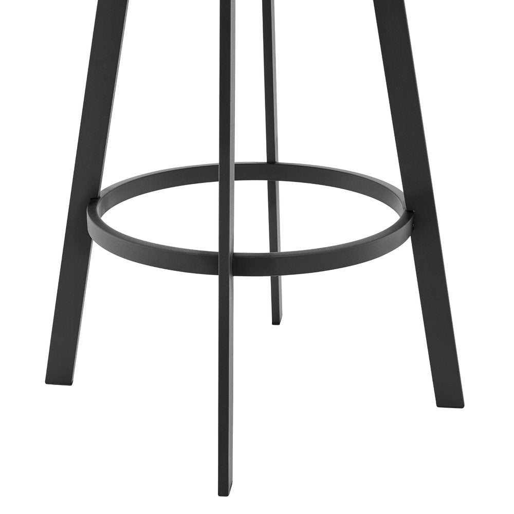 26" Gray And Black Fabric And Iron Low Back Counter Height Swivel Bar Chair HomeRoots