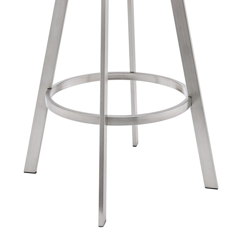 29" Gray And Silver Fabric And Iron Backless Bar Height Swivel Bar Chair HomeRoots