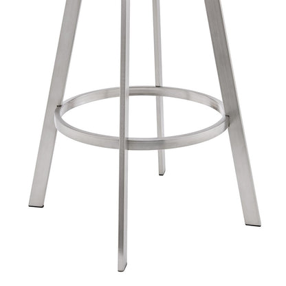 29" Gray And Silver Fabric And Iron Backless Bar Height Swivel Bar Chair HomeRoots