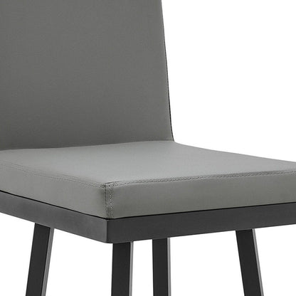 30" Gray And Black Faux Leather And Fabric And Iron Bar Height Swivel Bar Chair HomeRoots