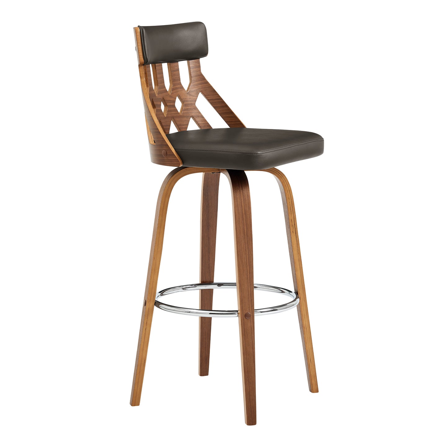 30" Brown Swivel Backless Bar Height Bar Chair