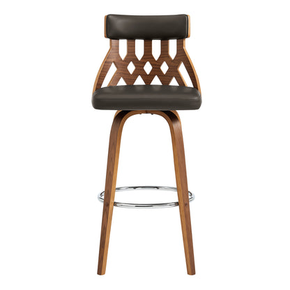 30" Brown Swivel Backless Bar Height Bar Chair