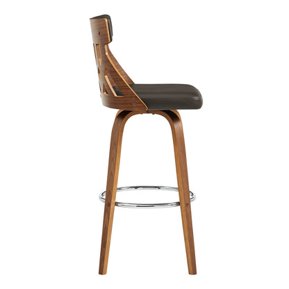 30" Brown Swivel Backless Bar Height Bar Chair