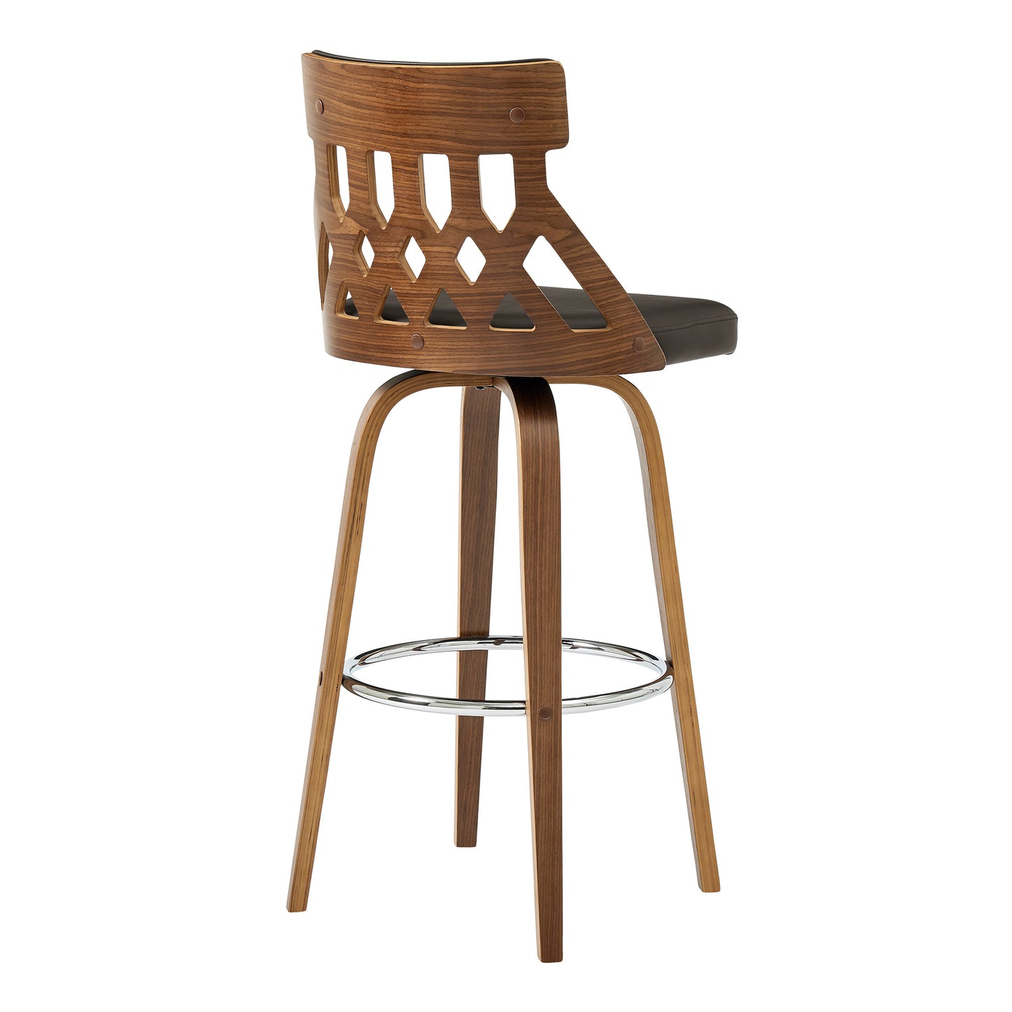 30" Brown Swivel Backless Bar Height Bar Chair