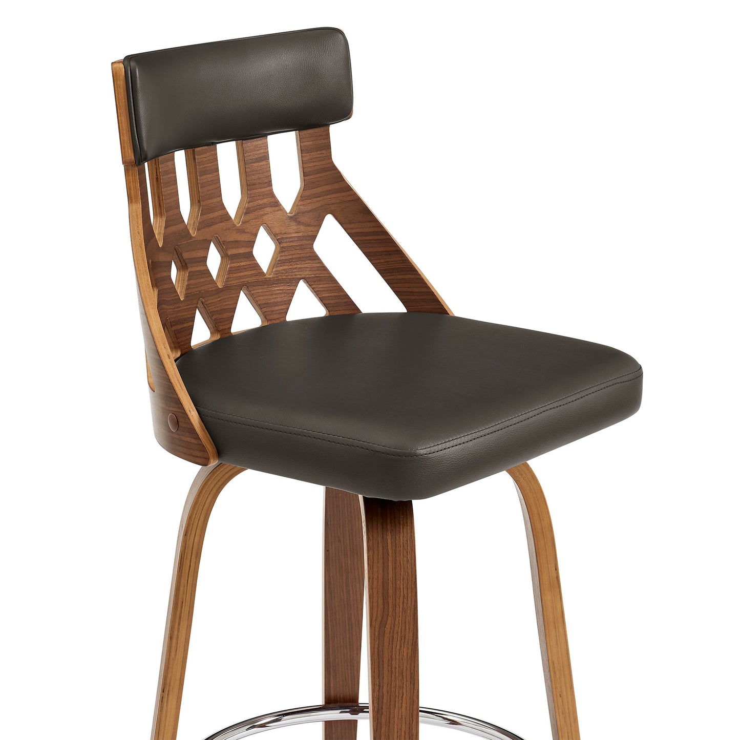 30" Brown Swivel Backless Bar Height Bar Chair