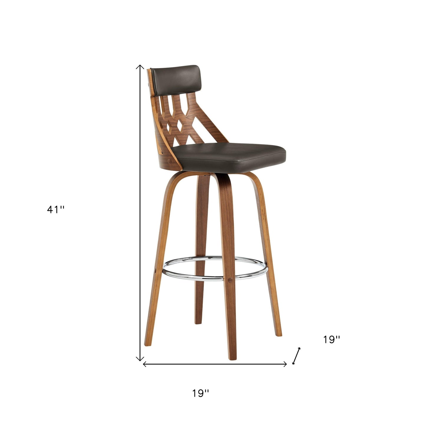 30" Brown Swivel Backless Bar Height Bar Chair