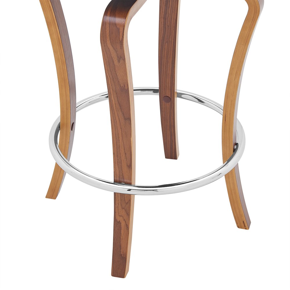29" Gray And Brown Faux Leather Swivel Bar Height Bar Chair HomeRoots