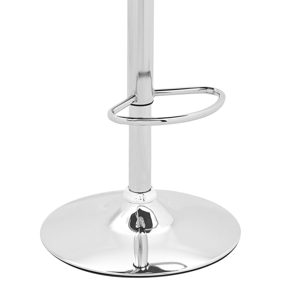 25" Cream And Silver Faux Leather And Steel Swivel Adjustable Height Bar Chair HomeRoots