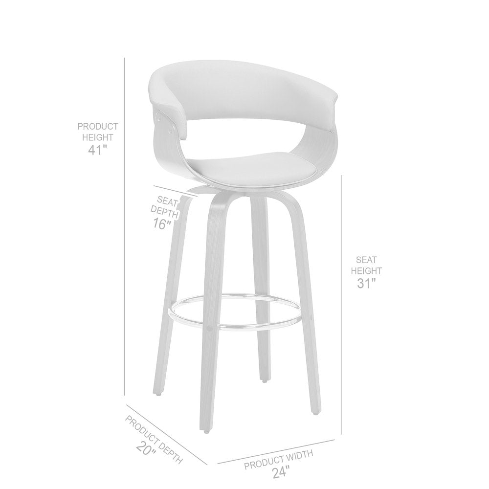 31" Cream And Brown Faux Leather And Solid Wood Swivel Low Back Bar Height Bar Chair HomeRoots