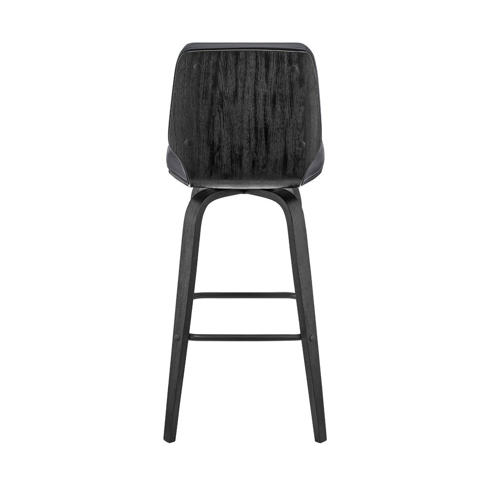 27" Gray And Black Faux Leather And Fabric And Iron Counter Height Swivel Bar Chair HomeRoots