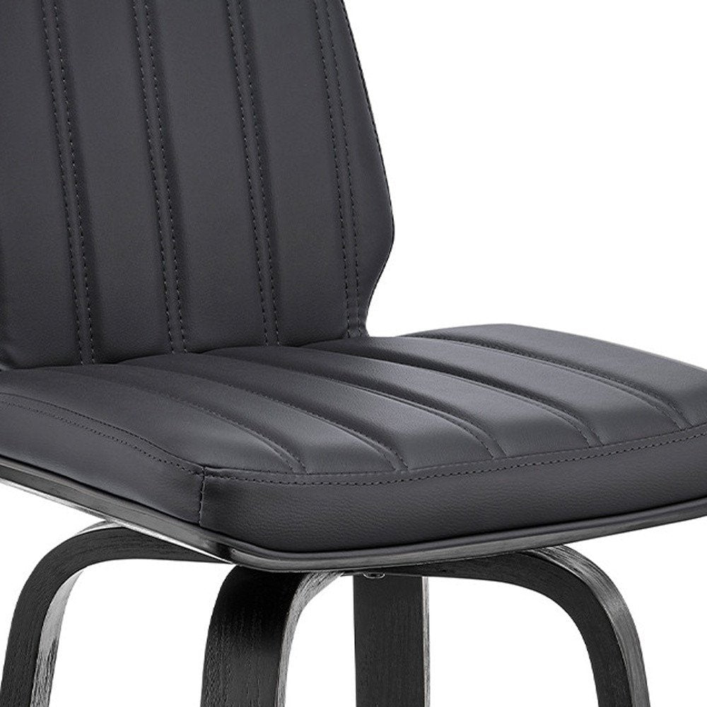 27" Gray And Black Faux Leather And Fabric And Iron Counter Height Swivel Bar Chair HomeRoots