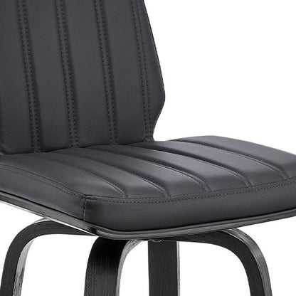 27" Gray And Black Faux Leather And Fabric And Iron Counter Height Swivel Bar Chair HomeRoots