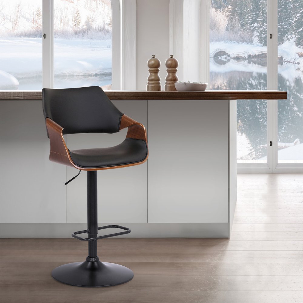 Black Fabric And Iron Adjustable Height Swivel Bar Chair HomeRoots