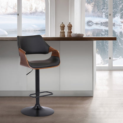 Black Fabric And Iron Adjustable Height Swivel Bar Chair HomeRoots