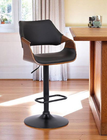 Black Fabric And Iron Adjustable Height Swivel Bar Chair HomeRoots
