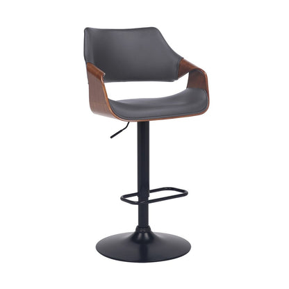 Gray And Black Fabric And Iron Adjustable Height Swivel Bar Chair HomeRoots