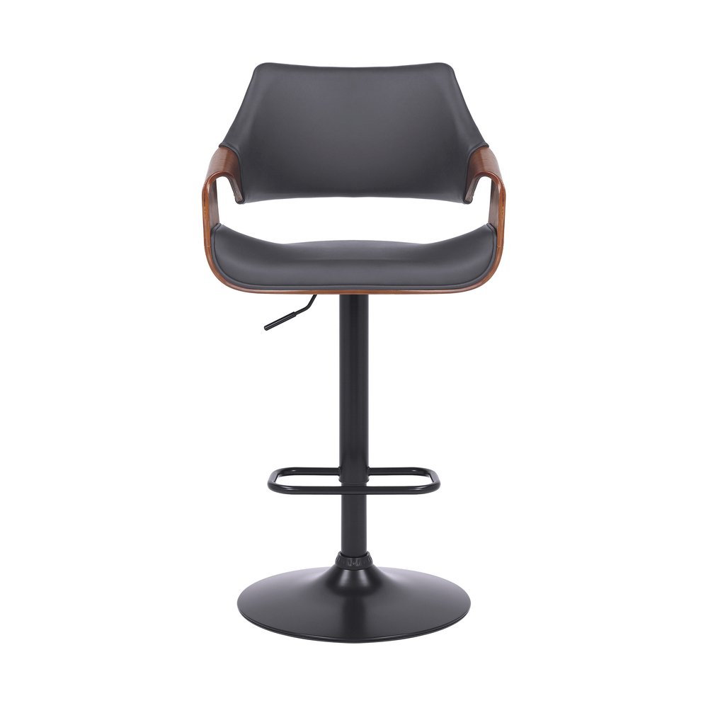 Gray And Black Fabric And Iron Adjustable Height Swivel Bar Chair HomeRoots