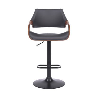 Gray And Black Fabric And Iron Adjustable Height Swivel Bar Chair HomeRoots