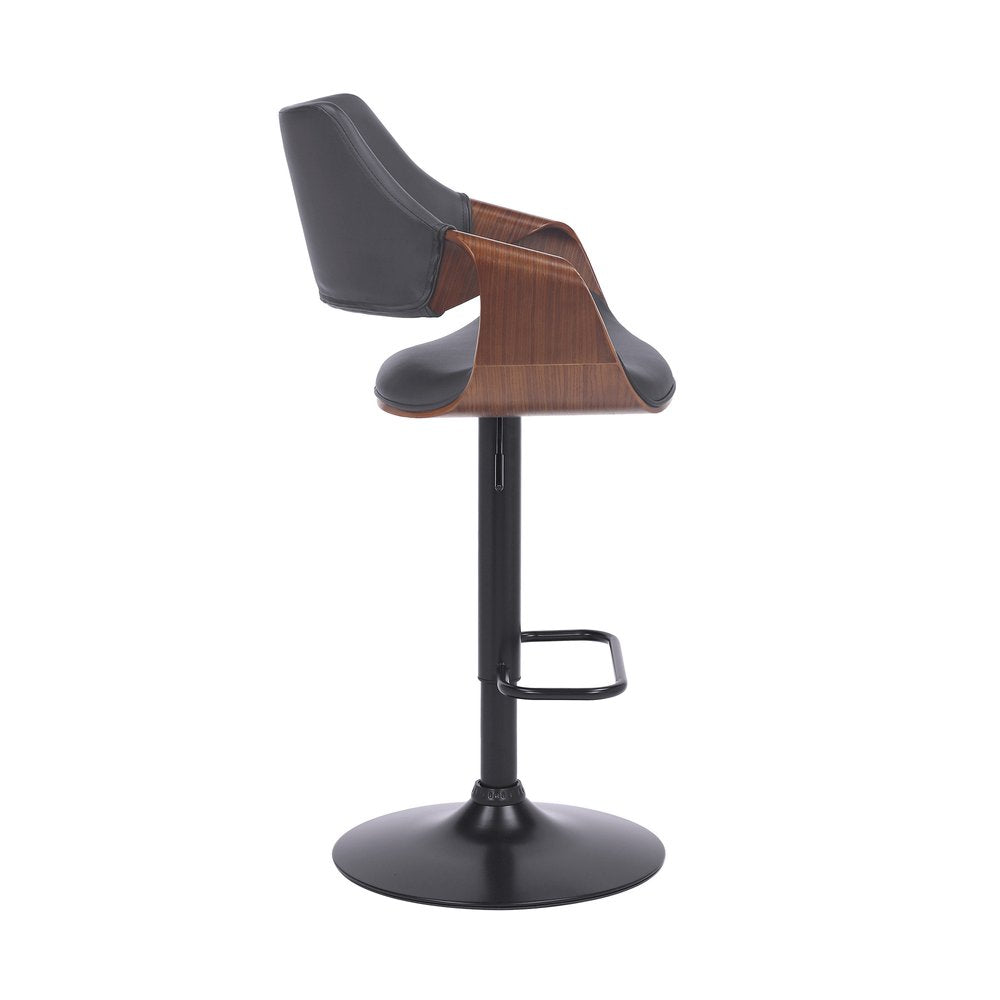 Gray And Black Fabric And Iron Adjustable Height Swivel Bar Chair HomeRoots