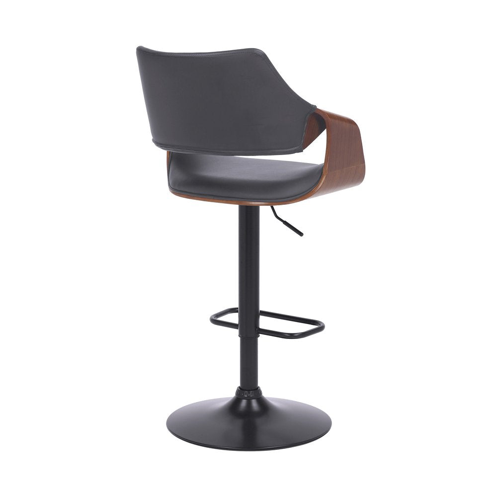 Gray And Black Fabric And Iron Adjustable Height Swivel Bar Chair HomeRoots