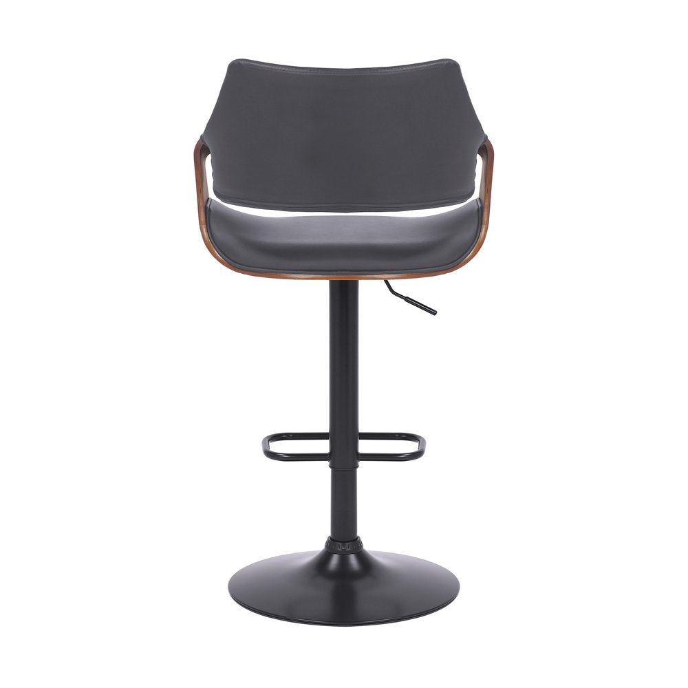 Gray And Black Fabric And Iron Adjustable Height Swivel Bar Chair HomeRoots