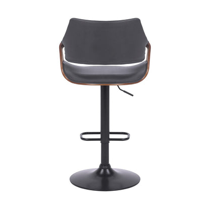 Gray And Black Fabric And Iron Adjustable Height Swivel Bar Chair HomeRoots